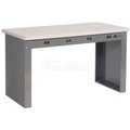 Global Equipment Panel Leg Workbench w/ Shop Top Square Edge   Power Apron, 60"W x 36"D, Gray 778469